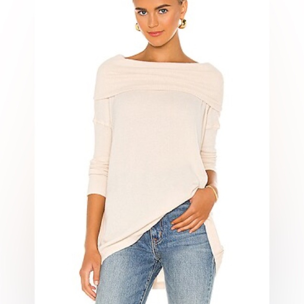 Free People Juicy Long Sleeve Waffle Weave Split Back top versatile